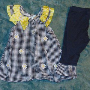 girls flower/checkered print 2-piece outfit